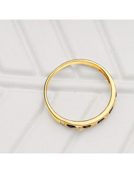 18K SORTIJA ORO AMARILLO CIRCONITAS ROJAS. ANCHO CUERPO: 2,5 MM