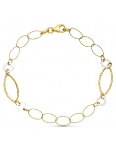 18K PULSERA ORO BICOLOR ESLABONES.