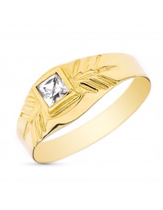 18K SOLITARIO ORO AMARILLO PEQUEÑOS PIEDRA CUADRADA.
