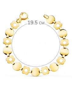 18K PULSERA ORO AMARILLO ESLABON REDONDO Y FLOR MATE. ANCHO: 10 MM LARGO: 19,5CM 2