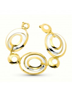 18K PULSERA ORO BICOLOR ESLABONES CIRCULOS