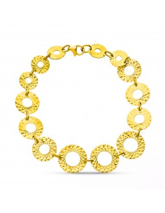 18K PULSERA ORO AMARILLO CIRCULOS TALLADOS. ANCHO: 13 MM. LARGO: 18 CM.