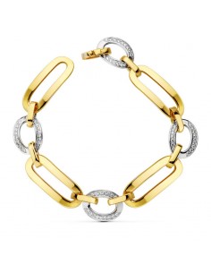 18K PULSERA BICOLOR HUECA 21,5CM. 21.60 GRS