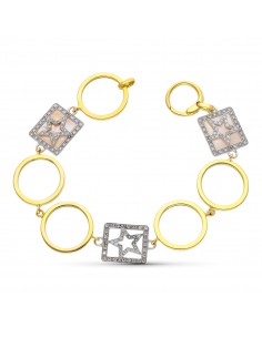 18K PULSERA ORO BICOLOR ESLABONES NACAR.