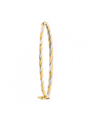 18K PULSERA RIGIDA OVAL ORO BICOLOR BANDAS