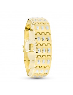 18K PULSERA ORO BICOLOR ESTAMPACION