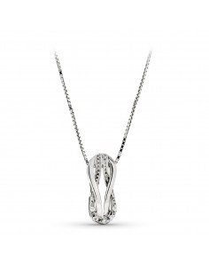 18K COLGANTE ORO BLANCO NUDO CON CIRCONITAS Y CADENA VENECIANA