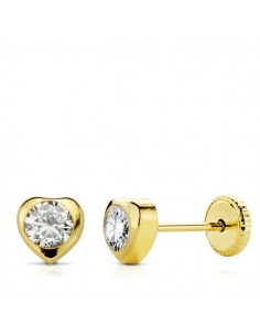18K PENDIENTES CORAZON CIRCONITAS. 5 X 5 MM.
