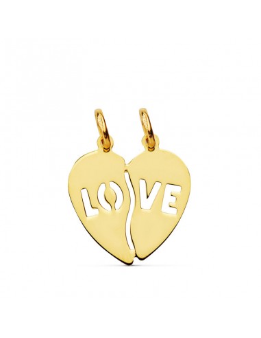 18K COLGANTE ORO AMARILLO CORAZON LOVE. 15 X 15 MM.