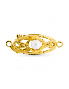 18K BROCHE ORO AMARILLO COLLAR PARA 1 VUELTA CON PERLA