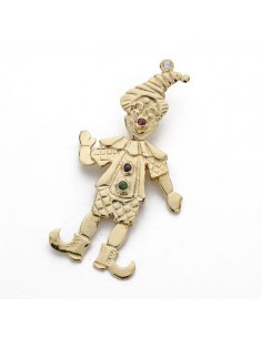 18K COLGANTE PAYASO ARTICULADO. 34 X 13 MM.