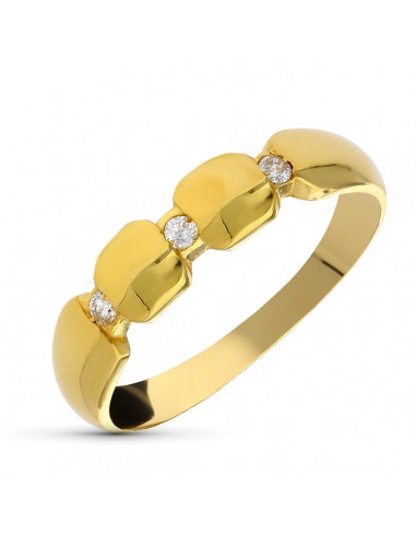 18K SORTIJA ORO AMARILLO 3 DIAMANTES TALLA BRILLANTE 0.060 QTS SI-H