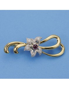 18K BROCHE BICOLOR 2 RAMAS. 48 X 18 MM.