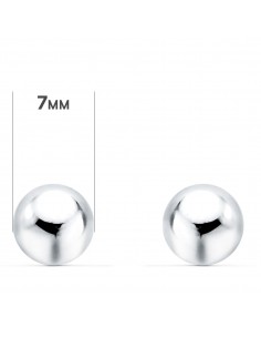 18K PENDIENTES ORO BLANCO BOLA LISA 7 MM. CIERRE PRESIÓN 2