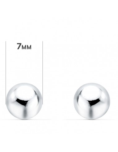 18K PENDIENTES ORO BLANCO BOLA LISA 7 MM. CIERRE PRESIÓN