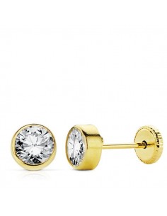 18K PENDIENTES CHATON. 5 X 5 MM.