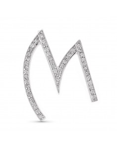 18K COLGANTE ORO BLANCO LETRA M CON CIRCONITAS 35 X 27 MM