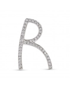 18K COLGANTE ORO BLANCO LETRA R CON CIRCONITAS 35 X 23 MM
