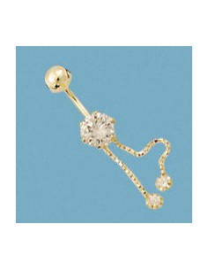 18K PIERCING OMBLIGO CIRCONITA Y CADENITAS.
