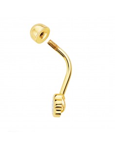 18K PIERCING OMBLIGO ORO AMARILLO CHATON FLOR 5 X 5 MM. CIERRE BOLA LISA 4,5 MM. 2