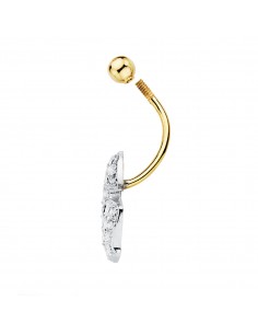 18K PIERCING OMBLIGO O.BICOLOR CONEJITO CIRCONITAS 13 X 10 MM. CIERRE BOLA 3,5MM 2