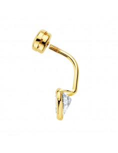 PIERCING OMBLIGO ORO AMARILLO CIRCONITA CORAZÓN 8 X 8 MM. CIERRE CHATÓN 5,5 MM. 2