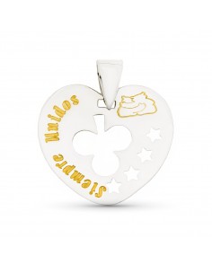 18K COLGANTE ORO BICOLOR CORAZON SIEMPRE UNIDOS