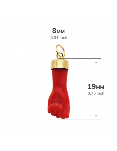 18K COLGANTE MANO ROJA. 19 X 8 MM. 18K COLGANTE MANO ROJA. 19 X 8 MM.