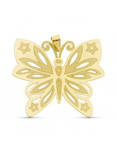 18K COLGANTE ORO AMARILLO LASER MARIPOSA. 34 X 30 MM.