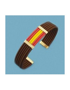 18K PULSERA CAUCHO Y ORO CON BANDERA