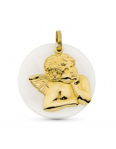 18K COLGANTE ORO AMARILLO ANGEL NACAR. 27 MM.