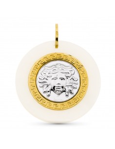18K COLGANTE ORO BICOLOR MEDUSA NACAR 35 MM