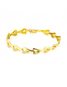 18K PULSERA ORO AMARILLO HOJAS CON CIRCONITAS.