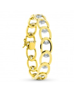 18K PULSERA ORO BICOLOR ESLABONES CIRCULOS