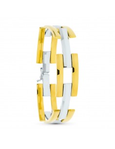 18K PULSERA ORO BICOLOR ESLABONES BARRAS