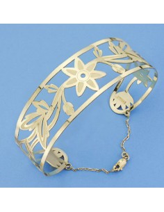 18K PULSERA FLORES RIGIDA. 22 MM. 15.65 GRS.