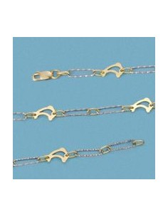 18K PULSERA BICOLOR DELFINES. 3.10 GRS.