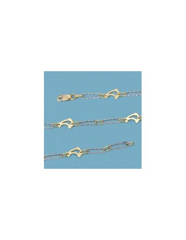 18K PULSERA BICOLOR DELFINES. 3.10 GRS.