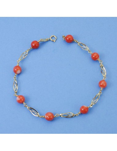 18K PULSERA CORAL FINO JAPONES 5.5 MM. 19 CM