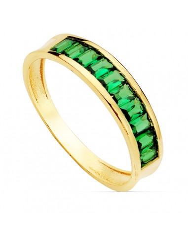 18K SORTIJA ORO AMARILLO CIRCONITAS VERDES TALLA BAGUETTE. ANCHO 4,5 MM