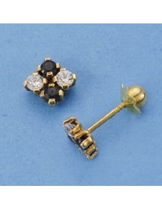 18K PENDIENTES ORO AMARILLO CIRCONITAS. 5 X 5 MM.