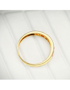 18K SORTIJA ORO AMARILLO 9 CIRCONITAS ROJAS. ANCHO CUERPO: 3,5 MM 2