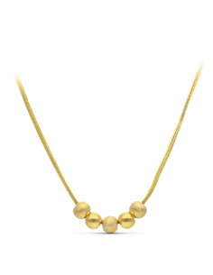 18K GARGANTILLA ORO AMARILLO BOLAS MATE Y BRILLO 45 CM