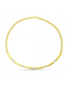 18K GARGANTILLA ORO AMARILLO PANTER CON CIRCONITAS 45CM 7MM