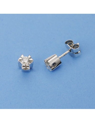 18K PENDIENTES ORO BLANCO DIAMANTES TALLA BRILLANTE 0,20 KTES. 5 X 5 MM.