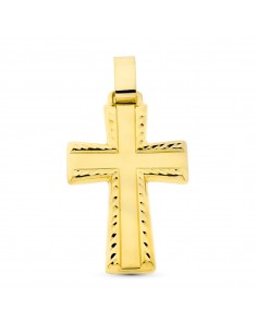 18K CRUZ ORO AMARILLO HUECA TALLADA 35 X 23 MM