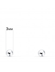 18K PENDIENTES ORO BLANCO BOLA LISA 3 MM. CIERRE TUERCA. 2