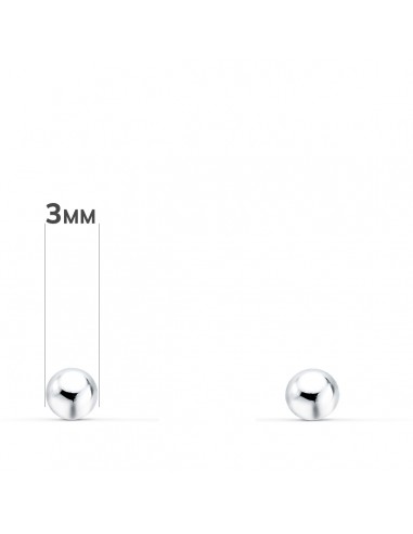 18K PENDIENTES ORO BLANCO BOLA LISA 3 MM. CIERRE TUERCA.