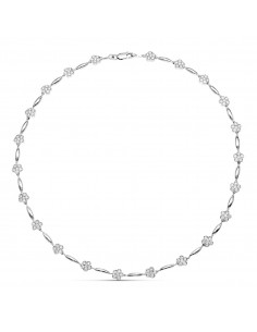 18K GARGANTILLA ORO BLANCO FLORES CIRCONITAS