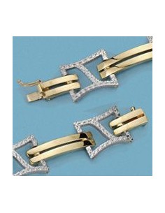 18K PULSERA CIRCONITAS BICOLOR. 29.15GRS.